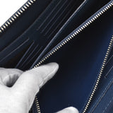 Louis Vuitton Bag Taiga Zippy L Blue Marine Leather Second Organizer Men's