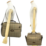 Burberry Brown Khaki Canvas Leather Boston Bag Shoulder Bag ( )