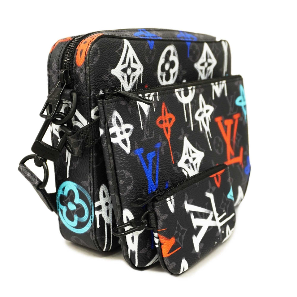 Louis VuittonAuth Monogram Eclipse Trio Messenger Men's Shoulder Bag
