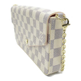 Louis Vuitton Pochette Felice White Damier Azur leather Clutch