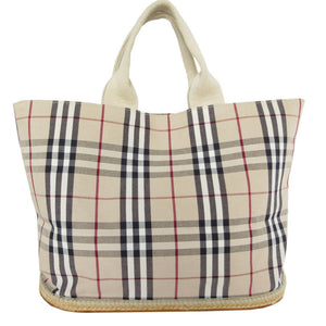 Burberry Beige Multi-Color Canvas Rubber Handbag Tote Bag ( )