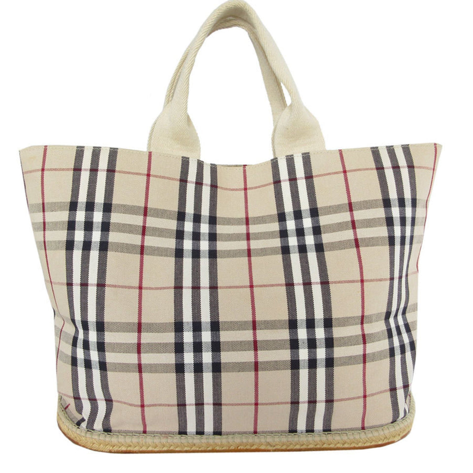 Burberry Beige Multi-Color Canvas Rubber Handbag Tote Bag ( )