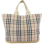 Burberry Beige Multi-Color Canvas Rubber Handbag Tote Bag ( )