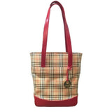 Burberry Beige Red Color Canvas Tote Bag ( )