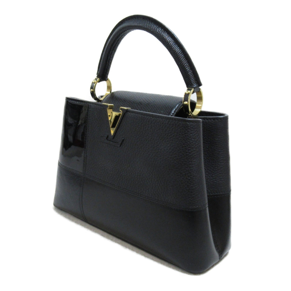 Louis Vuitton CapucineBB2way Shoulder Bag Black enamel Taurillon Clemence leather/snake