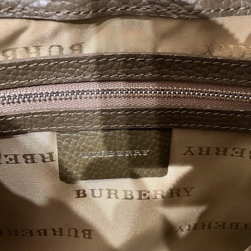 Burberry Khaki Canvas Leather Shoulder Bag ( )