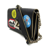 Louis Vuitton Portefeiulle Twisted Chain World Tour Shoulder Bag Black Black Epi leather
