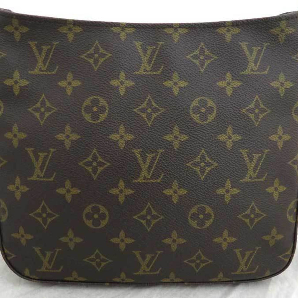Louis Vuitton Bag Monogram Looping MM Black x Canvas Shoulder Handbag Ladies