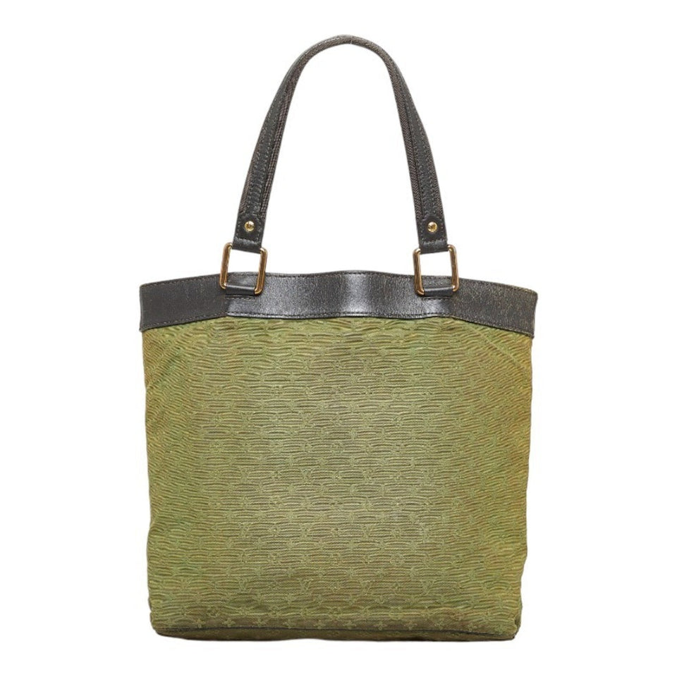 Louis Vuitton Monogram Lucile GM Shoulder Bag Tote Green Dark Brown Canvas Leather Women's