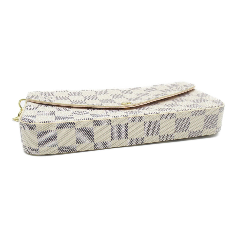 Louis Vuitton Pochette Felice White Damier Azur leather Clutch