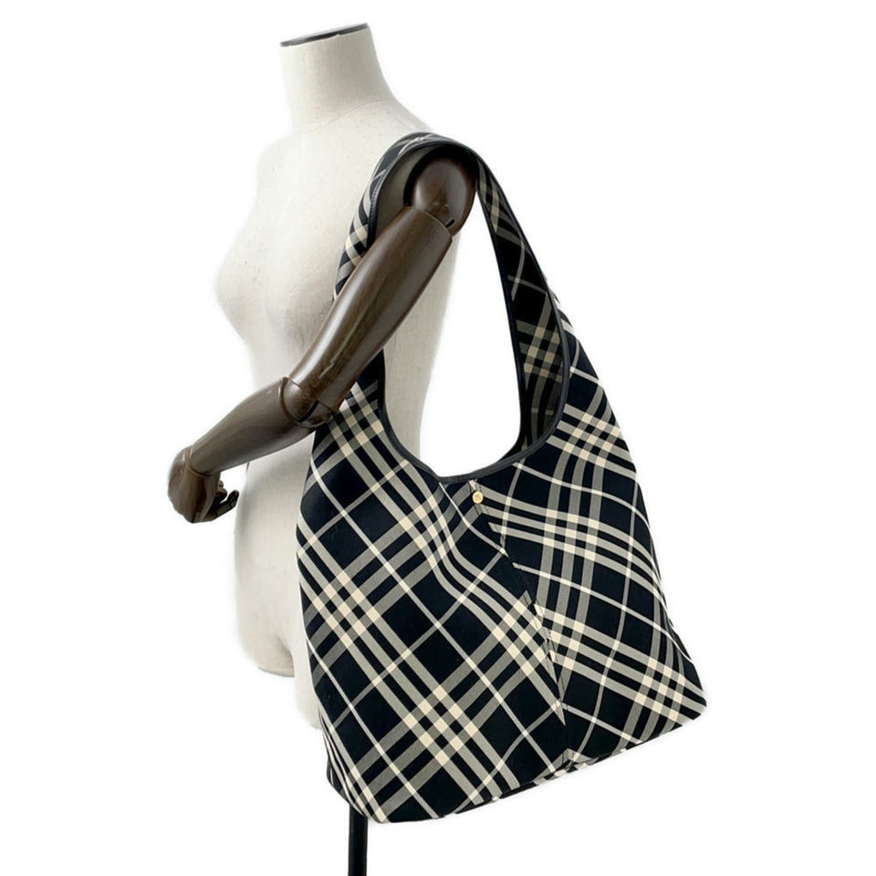 Burberry Black Ivory Canvas Shoulder Bag Tote Bag ( )
