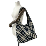 Burberry Black Ivory Canvas Shoulder Bag Tote Bag ( )