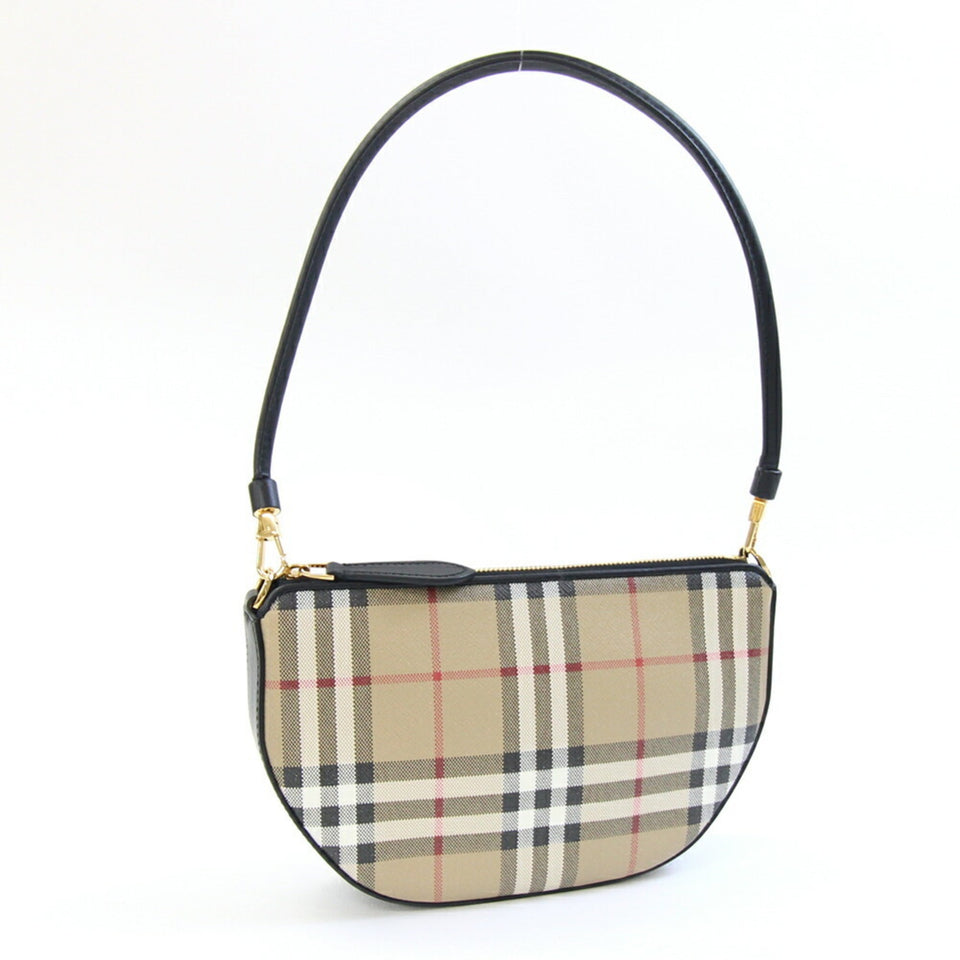 Burberry Beige Black Pvc Leather Clutch Bag Pouch ( )