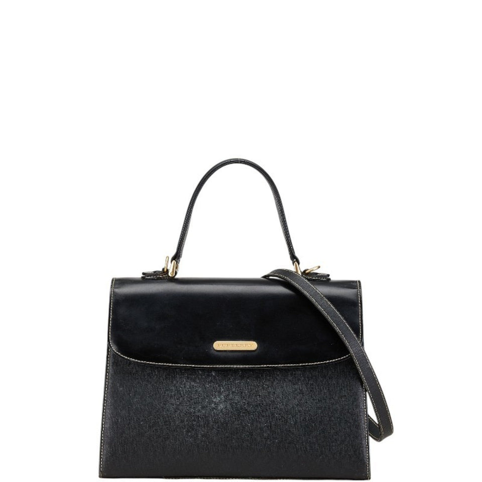 Burberry Black Leather Handbag Shoulder Bag ( )
