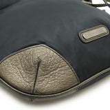 Burberry Black Metallic Brown Nylon Leather Shoulder Bag ( )