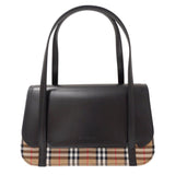 Burberry Burberrys Black Brown Leather Handbag ( )