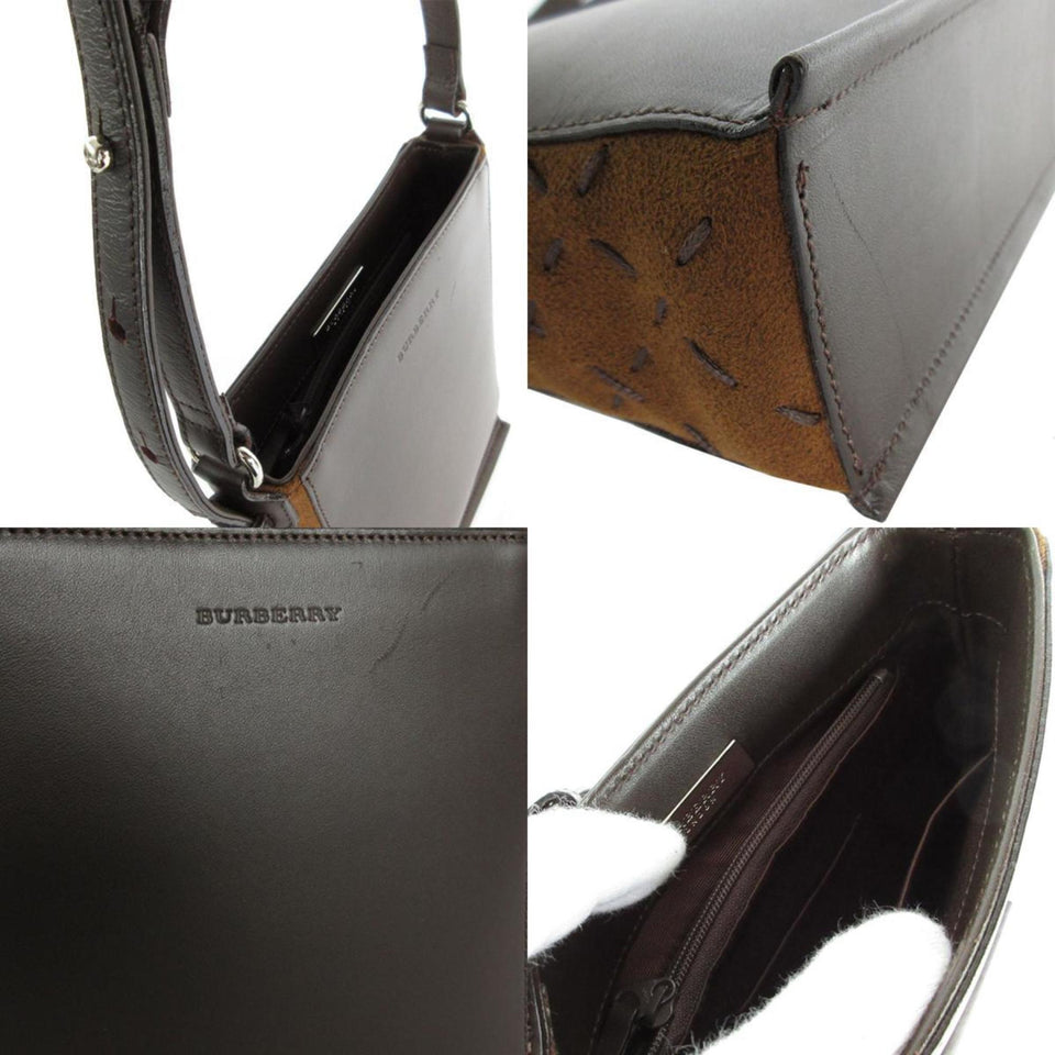 Burberry Brown Leather Suede Shoulder Bag ( )
