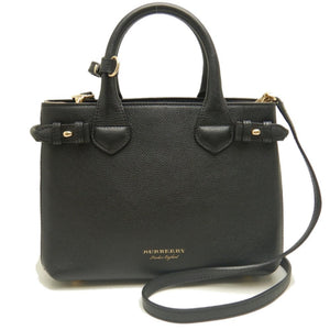 Burberry Black Leather Canvas Handbag ( )