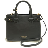 Burberry Black Leather Canvas Handbag ( )