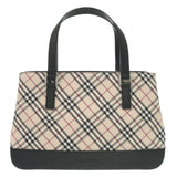 Burberry Beige Black Nylon Canvas Leather Handbag ( )