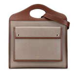 Burberry Brown Gray Leather Handbag Shoulder Bag ( )