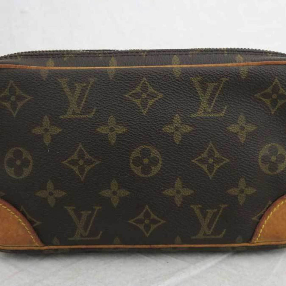 Louis Vuitton Bag Monogram Marly Dragonne PM Brown x Canvas Clutch Second Men's