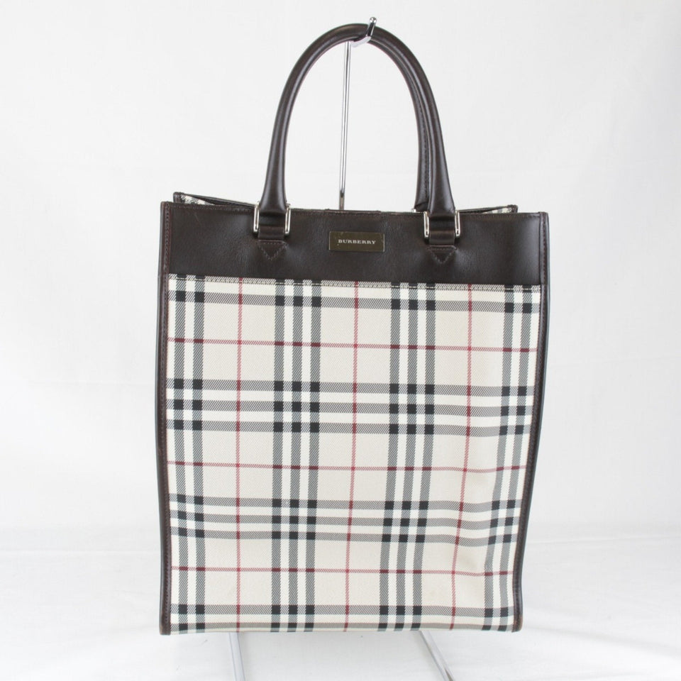 Burberry Beige Canvas Leather Tote Bag ( )