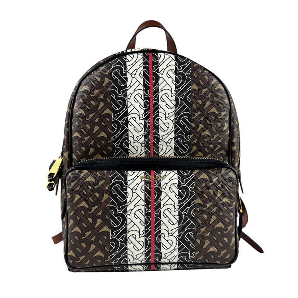 Burberry Black Brown White Pvc Leather Backpack ( )
