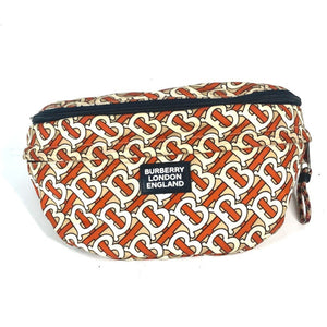 Burberry Orange White Nylon Fanny Pack Sling Bag ( )