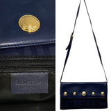Burberry Navy Leather Nylon Clutch Bag Shoulder Bag ( )