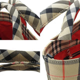 Burberry Beige Black Polyester Cotton Shoulder Bag Tote Bag ( )