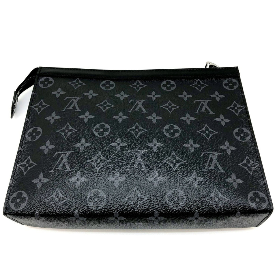 Louis Vuitton Pochette Voyage Monogram Eclipse Black Silver Hardware Men's Second Bag