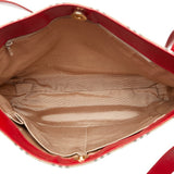 Burberry Beige Red Color Canvas Leather Shoulder Bag Tote Bag ( )