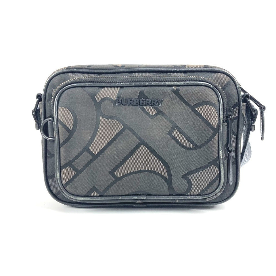 Burberry Black Gray Nylon Canvas Pochette Shoulder Bag ( )
