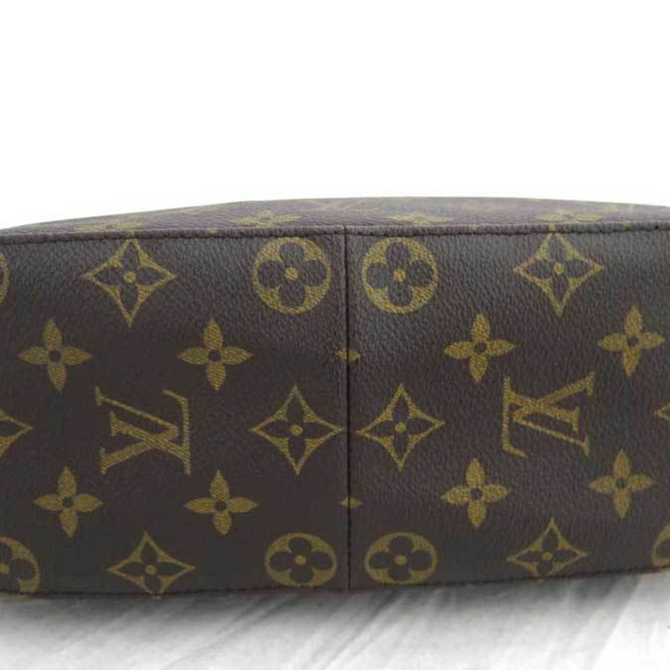 Louis Vuitton Bag Monogram Looping MM Black x Canvas Shoulder Handbag Ladies