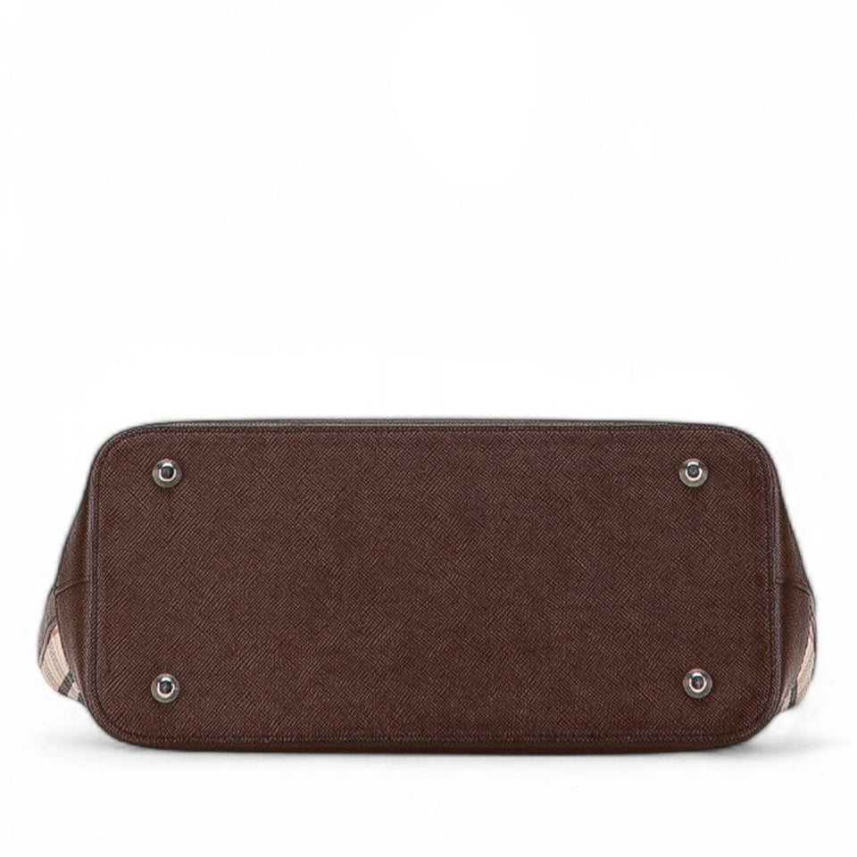 Burberry Beige Brown Canvas Leather Tote Bag ( )