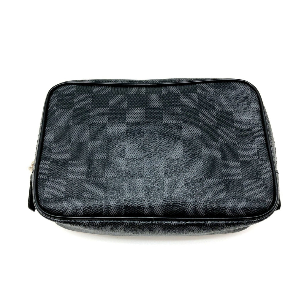 Louis Vuitton Truth Toilette PM Damier Graphite Black Silver Hardware Pouch Men's Clutch