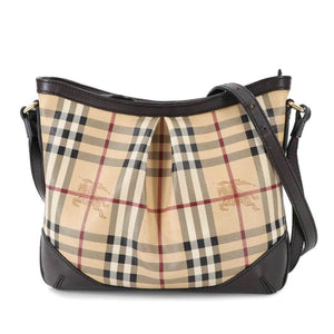 Burberry Beige Dark Brown Pvc Leather Shoulder Bag ( )