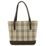 Burberry Beige Black Bordeaux Dark Brown Canvas Leather Shoulder Bag Tote Bag ( )