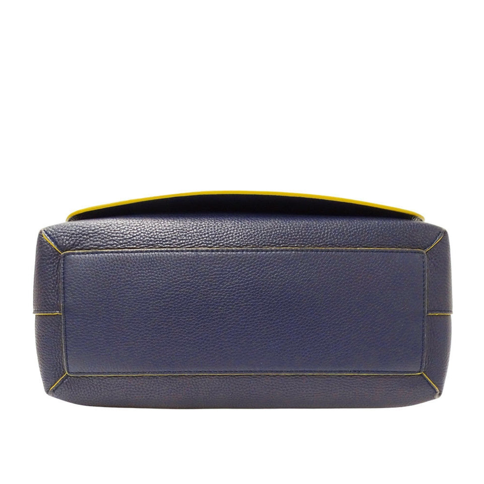 Burberry Navy Yellow Leather Shoulder Bag ( )