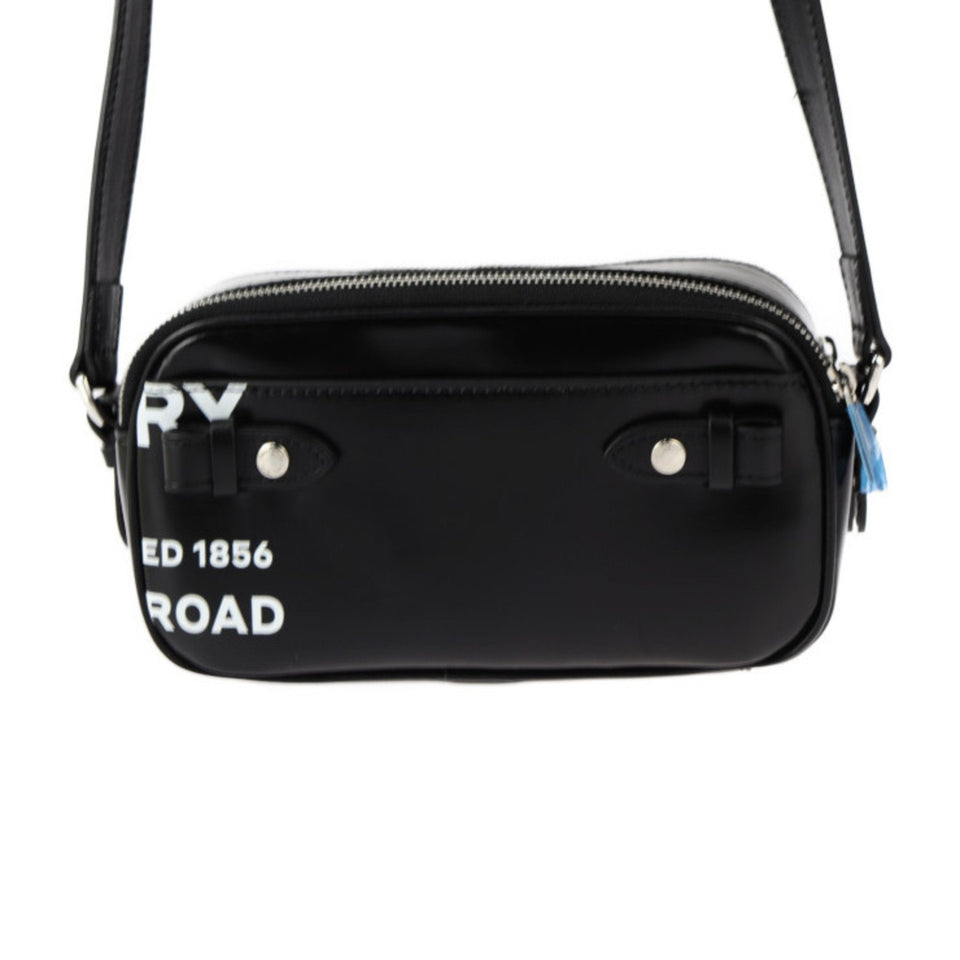 Burberry Black White Coated Canvas Leather Pochette Pouch Shoulder Bag ( )