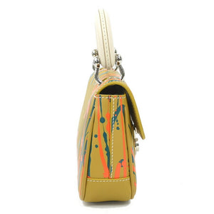 Burberry Beige Brown Green Orange Leather Handbag Shoulder Bag ( )