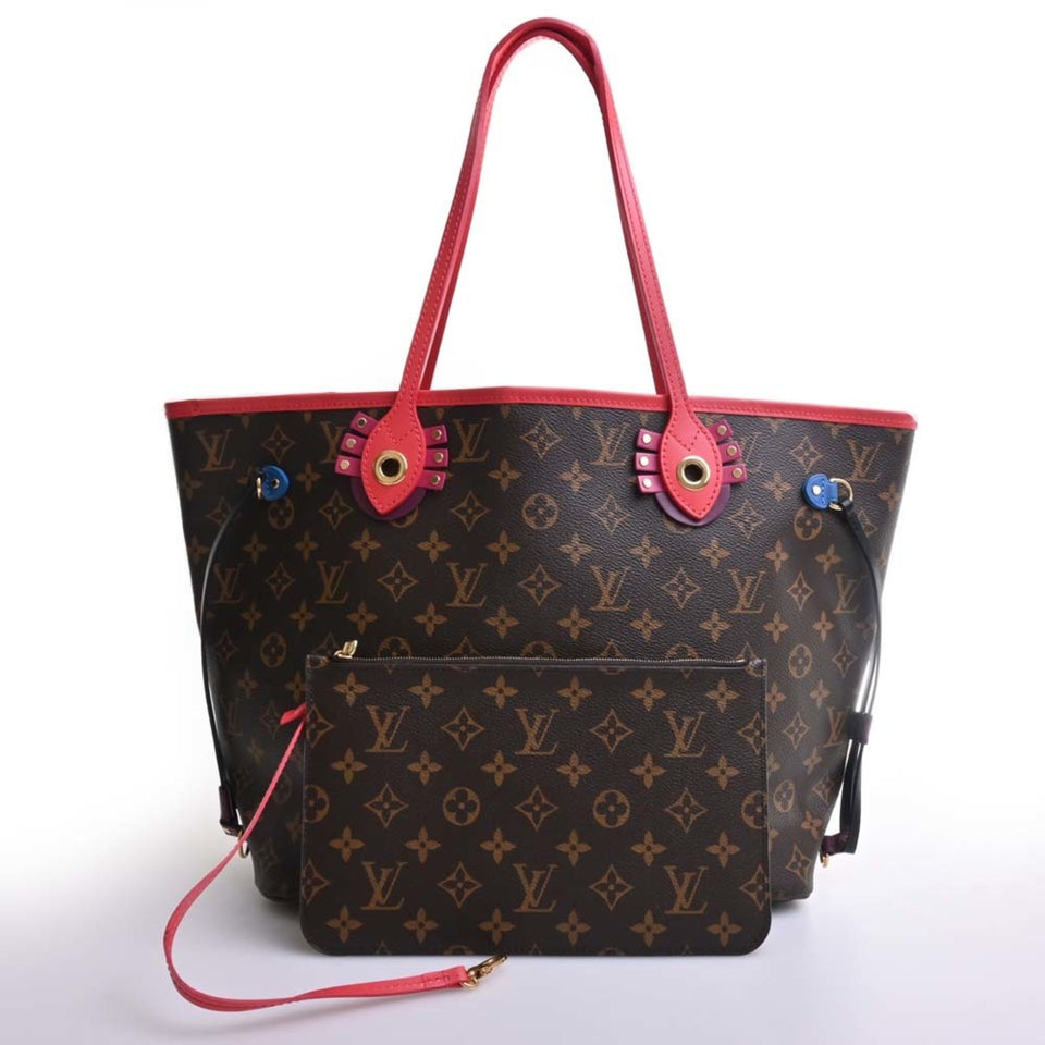 Louis Vuitton Monogram Totem Neverfull MM Tote Bag Brown Women's