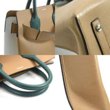 Burberry Beige Green White Leather Handbag Shoulder Bag ( )