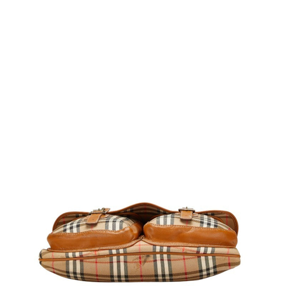 Burberry Beige Multi-Color Canvas Leather Shoulder Bag ( )