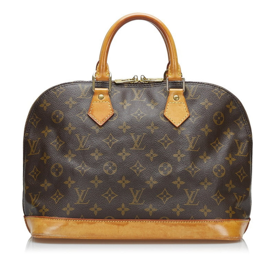 Louis Vuitton Monogram Alma PM Handbag Brown PVC Leather Ladies