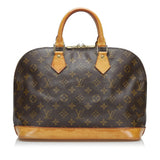 Louis Vuitton Monogram Alma PM Handbag Brown PVC Leather Ladies