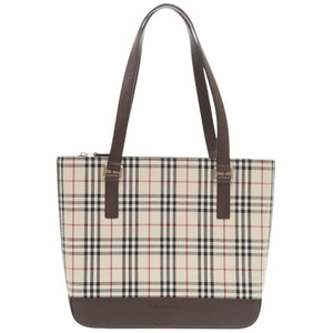 Burberry Beige Brown Canvas Handbag ( )