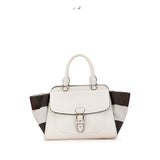 Burberry Black Red Color White Leather Canvas Handbag Tote Bag ( )