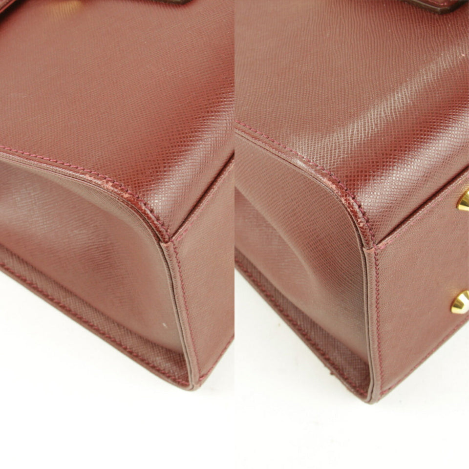 Burberry Red Color Leather Handbag ( )